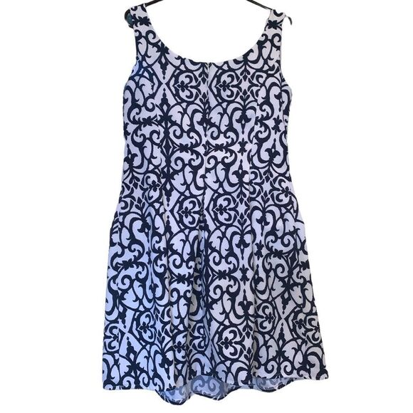 NEW Ronni Nicole Dress Pleated Skirt Blue White Womens Sz 12 NWOT - Picture 6 of 10